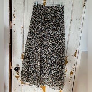 CJLA maxi skirt, navy blue with white and yellow florals
